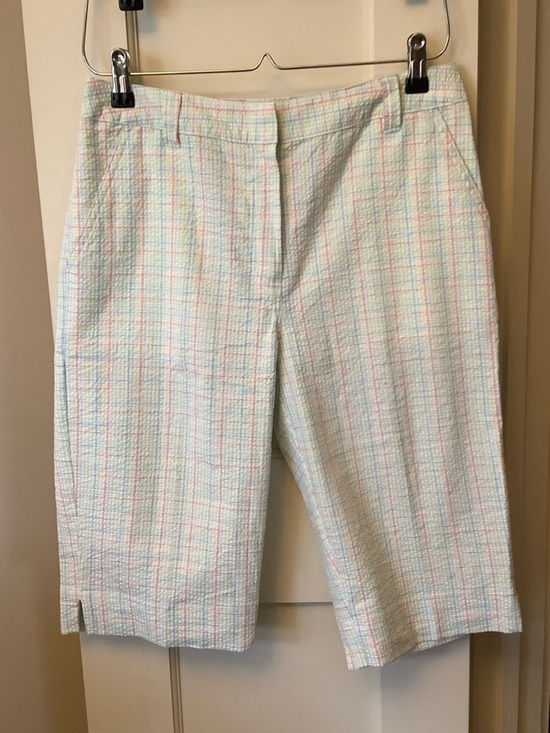 Kim Rogers Pants - Kim Rogers Pastel Plaid Bermuda Shorts in Mint, Pink & Blue